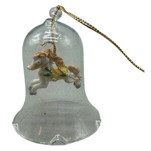 Vtg Carousal Horse Blown Glass Bell Collectable Figurine Christmas Ornament READ